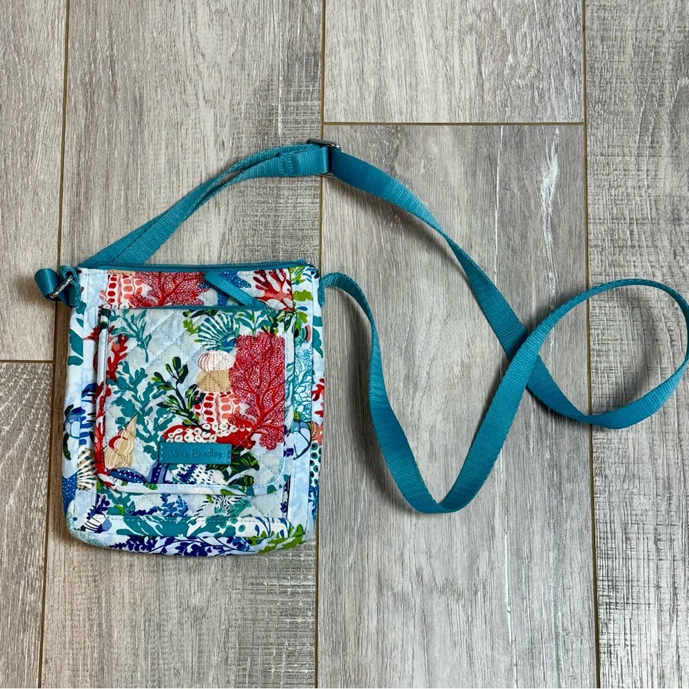 Vera Bradley Ocean Themed Teal and Red Crossbody Bag